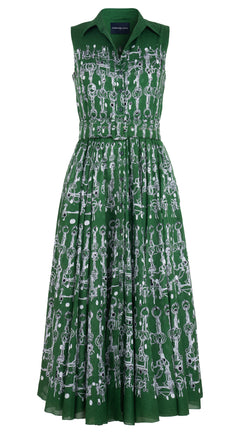 Aster Dress Shirt Collar Sleeveless Midi Plus Length Musola (Horse Chain) @XS,S,L