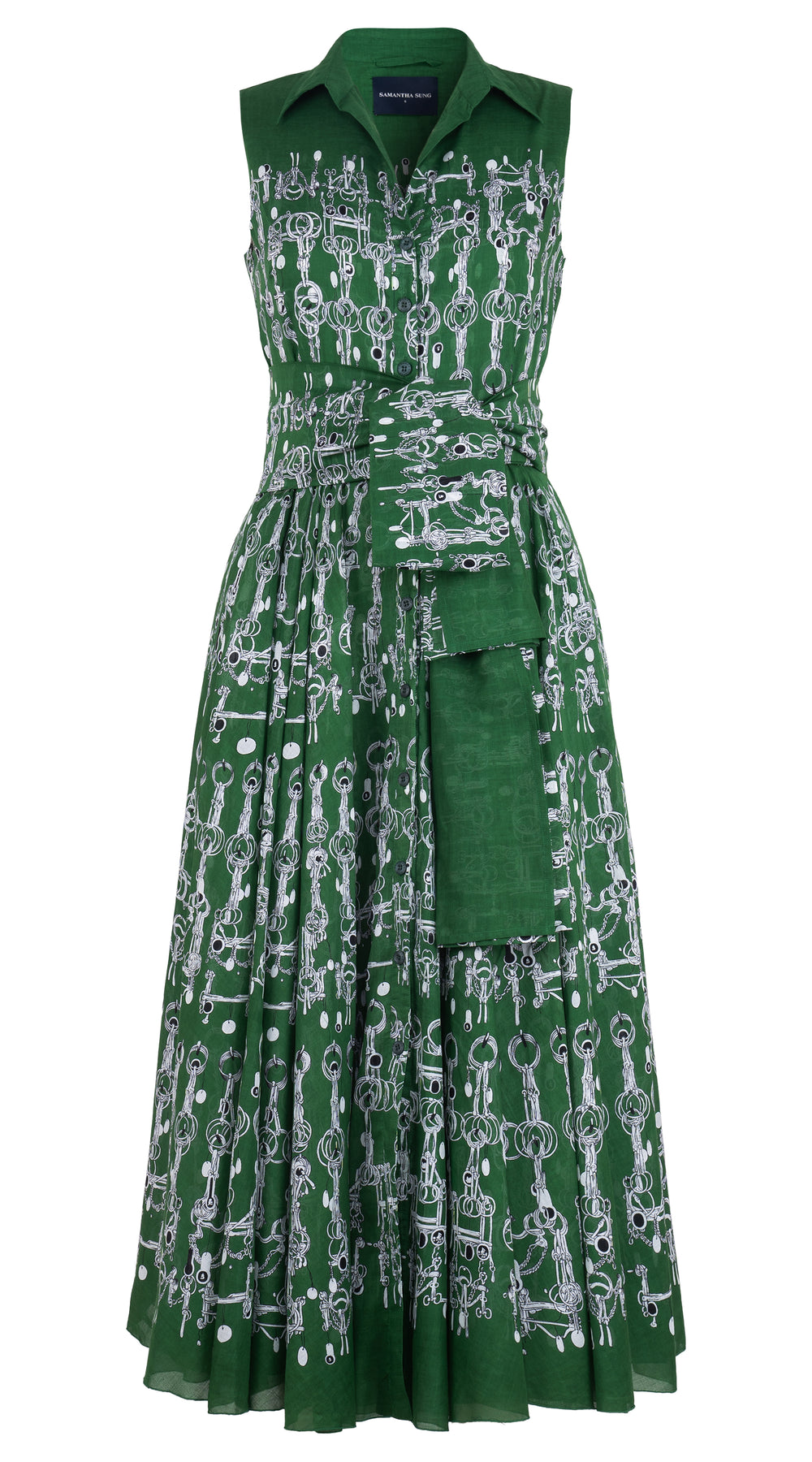 Aster Dress Shirt Collar Sleeveless Midi Plus Length Musola (Horse Chain) @XS,S,L