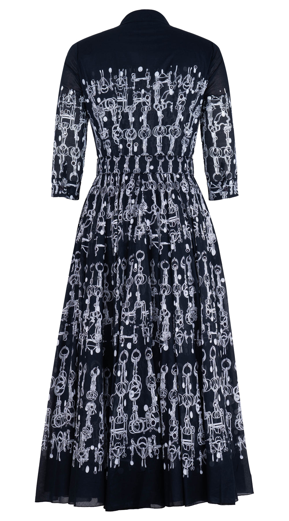 [Off the Rack] Aster Dress Shirt Collar 3/4 Sleeve Midi Length Cotton Musola (Horse Chain) @XXS-M