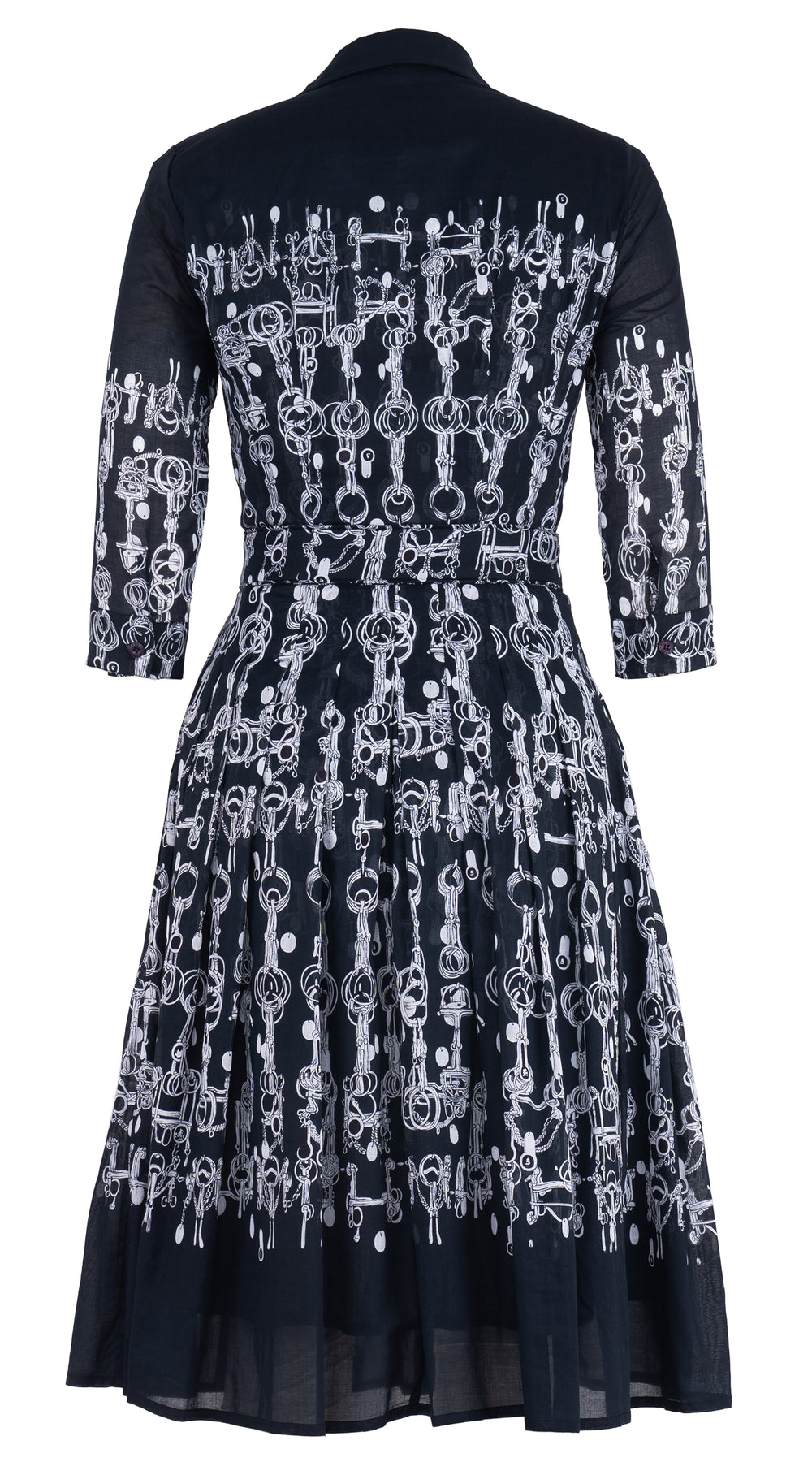 Audrey Dress #4 Shirt Collar 3/4 Sleeve Long Length Musola (Horse Chain) @3