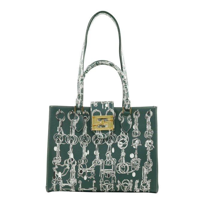 Audrey Tote_Medium_Horse Chain_Ivy Green