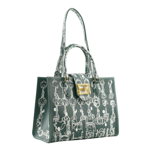 Audrey Tote_Medium_Horse Chain_Ivy Green