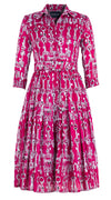 Audrey Dress #4 Shirt Collar 3/4 Sleeve Long Length Cotton Musola (Horse Chain)