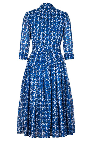 Audrey Dress #4 Shirt Collar 3/4 Sleeve Midi Length Cotton Musola (Hounds Dots)