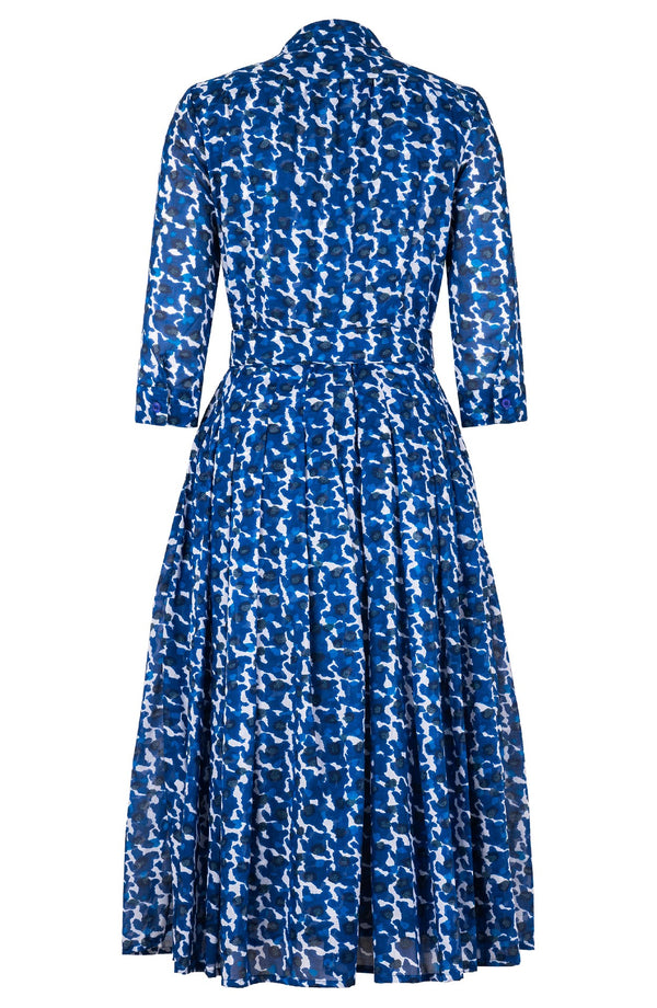 Audrey Dress #4 Shirt Collar 3/4 Sleeve Midi Length Cotton Musola (Hounds Dots)