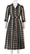 Audrey Dress #4 Shirt Collar 3/4 Sleeve Midi Length Wool Musola (Houndstooth Multi)