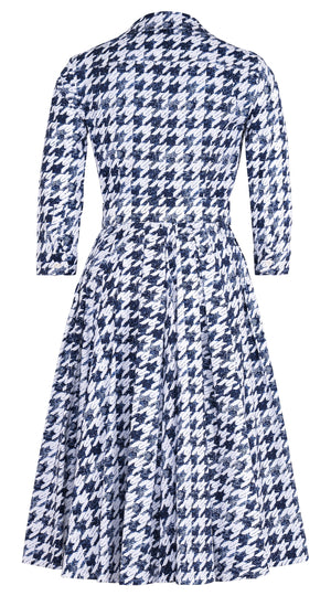 Laurent Dress Shirt Collar 3/4 Sleeve Long Length Cotton Stretch (Houndstooth Toile White)