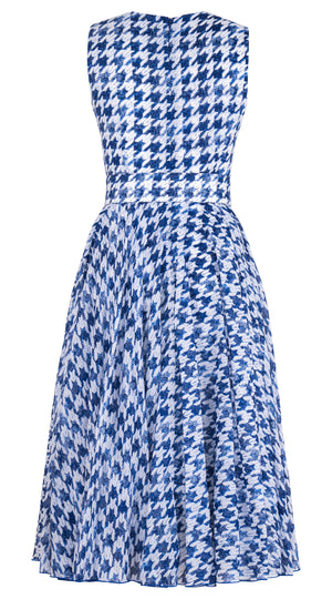 Aster Dress Crew Neck Sleeveless Midi Length Cotton Musola (Houndstooth Toile White)