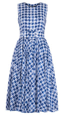 Aster Dress Crew Neck Sleeveless Midi Length Cotton Musola (Houndstooth Toile White)