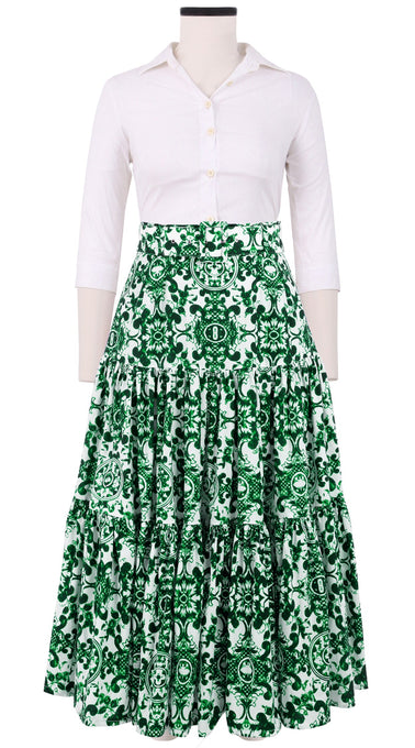Emma Skirt Midi Length Cotton Musola (Ibiza Sintra Tile)