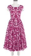 Aster Dress Boat Neck Cap Sleeve Midi Length Cotton Musola (Ibiza Sintra Tile)