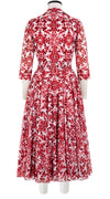 Aster Dress Shirt Collar 3/4 Sleeve Midi Length Cotton Musola (Ibiza Sintra Tile)