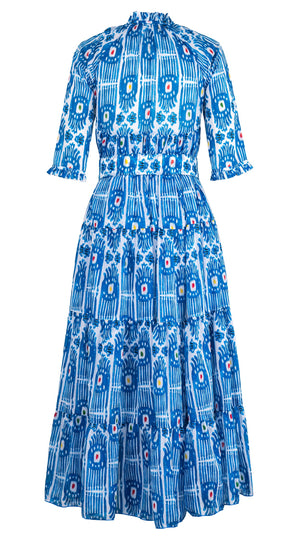 Eden Dress Crew Neck 3/4 Sleeve Maxi Length Cotton Musola (Ikat Gap)