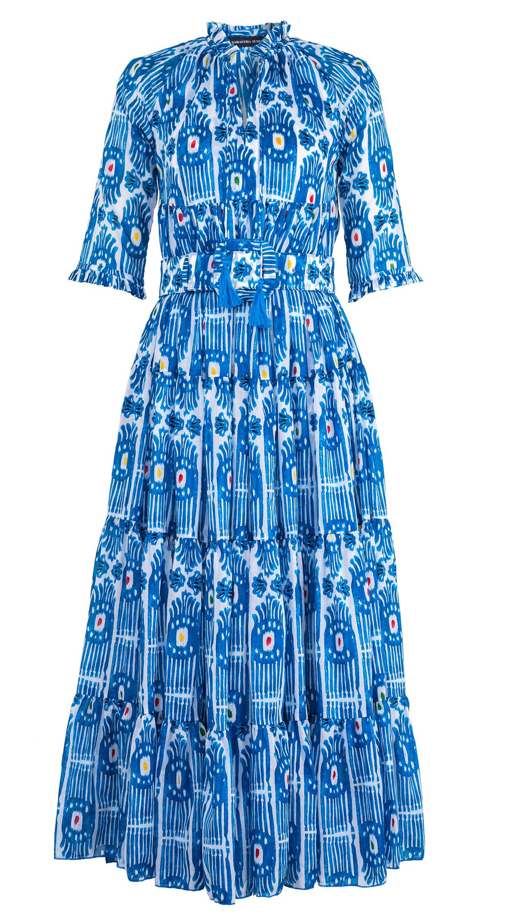 Eden Dress Crew Neck 3/4 Sleeve Maxi Length Cotton Musola (Ikat Gap)