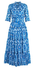 Eden Dress Crew Neck 3/4 Sleeve Maxi Length Cotton Musola (Ikat Gap)