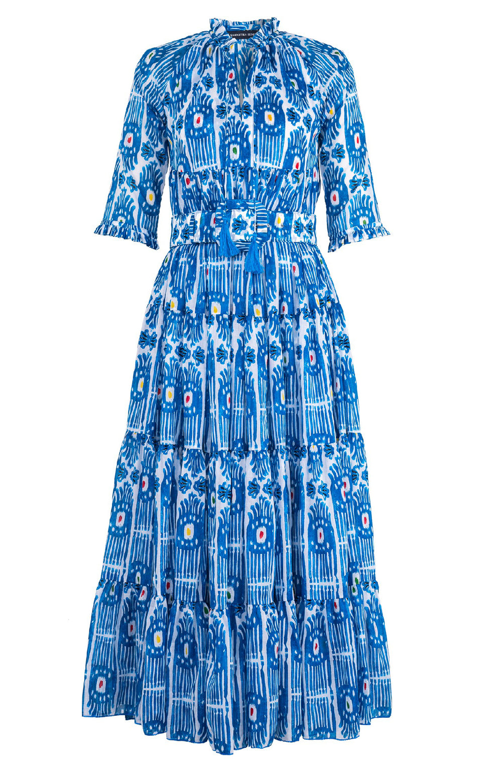 Eden Dress Crew Neck 3/4 Sleeve Maxi Length Cotton Musola (Ikat Gap)