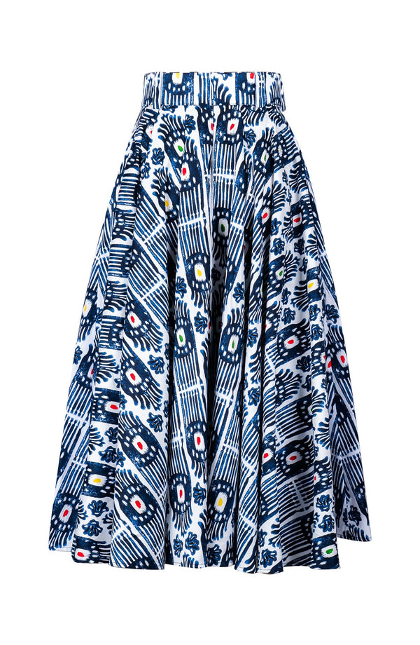 Abelia Skirt Midi Length Cotton Stretch (Ikat Gap)