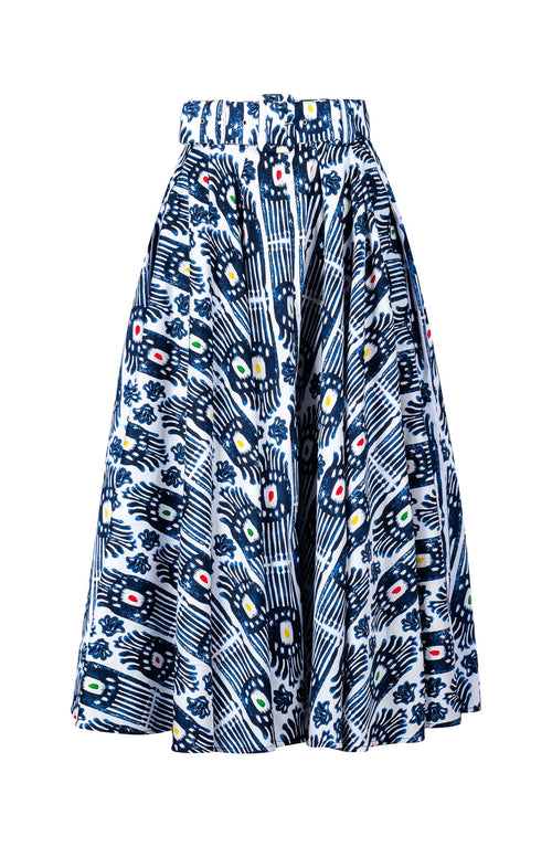 Abelia Skirt Midi Length Cotton Stretch (Ikat Gap)