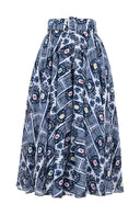 Aster Skirt #1 with Belt Midi Length Cotton Musola (Ikat Gap)