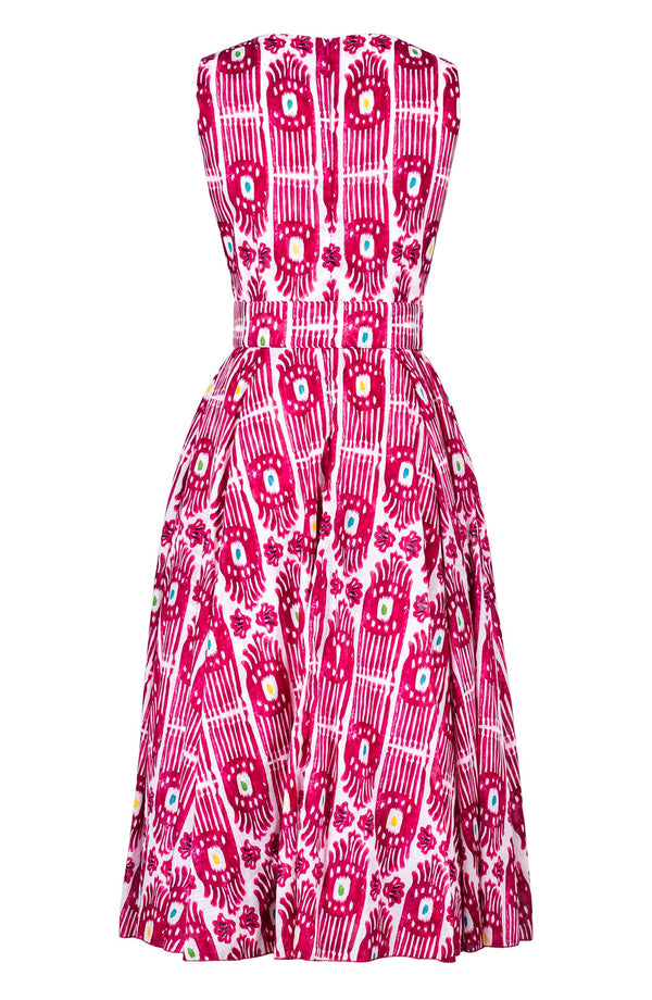 Aster Dress Crew Neck Sleeveless Midi Length Cotton Musola (Ikat Gap)