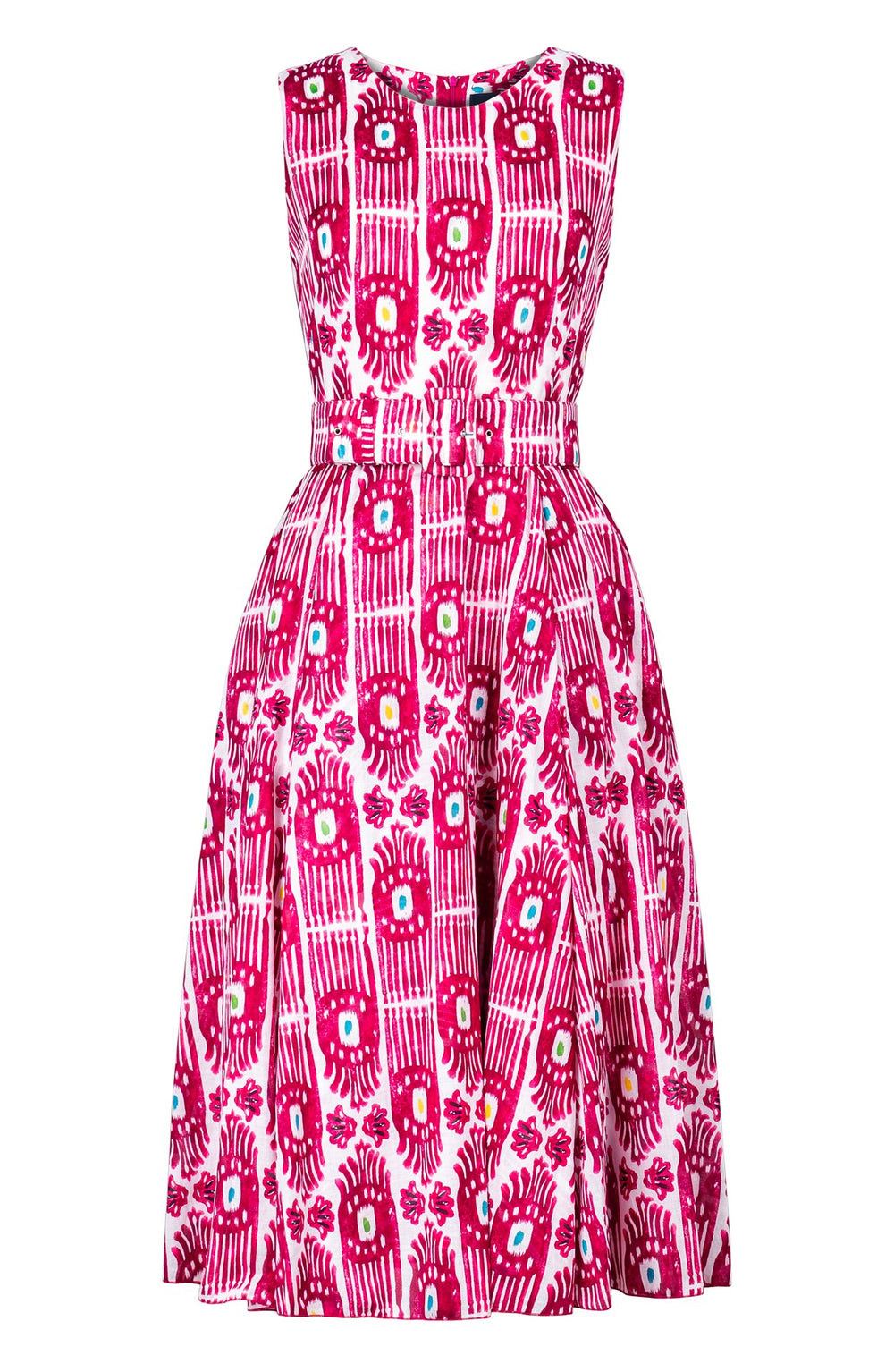 Aster Dress Crew Neck Sleeveless Midi Length Cotton Musola (Ikat Gap)