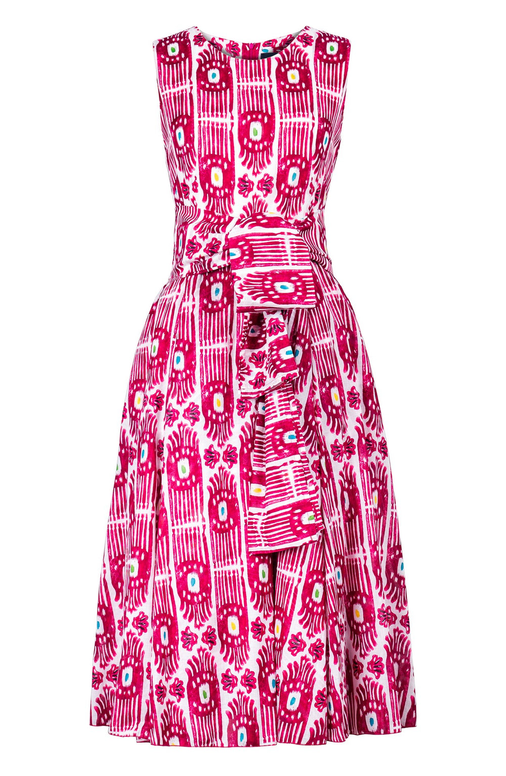 Aster Dress Crew Neck Sleeveless Midi Length Cotton Musola (Ikat Gap)