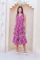 Avenue Dress Shirt Collar Sleeveless Midi Length Cotton Musola (Ikat Gap)