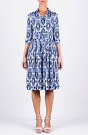 Audrey Dress #2 Shirt Collar 3/4 Sleeve Regular Length Cotton Stretch (Ikat Gap)