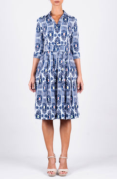 Audrey Dress #2 Shirt Collar 3/4 Sleeve Regular Length Cotton Stretch (Ikat Gap)
