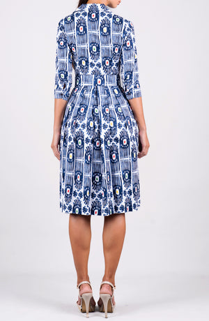Audrey Dress #2 Shirt Collar 3/4 Sleeve Regular Length Cotton Stretch (Ikat Gap)