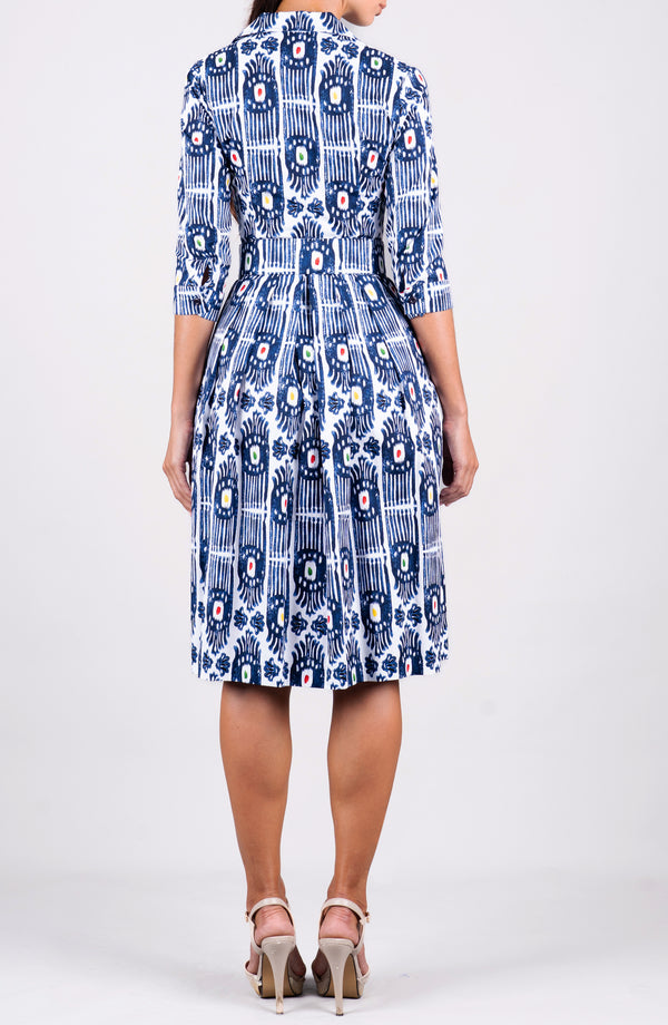 Audrey Dress #2 Shirt Collar 3/4 Sleeve Regular Length Cotton Stretch (Ikat Gap)