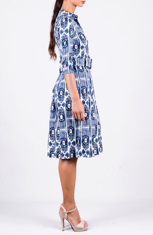 Audrey Dress #2 Shirt Collar 3/4 Sleeve Regular Length Cotton Stretch (Ikat Gap)