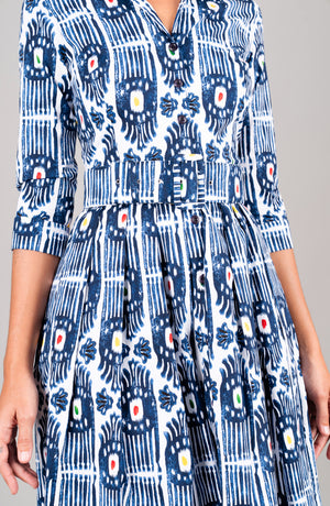 Audrey Dress #2 Shirt Collar 3/4 Sleeve Regular Length Cotton Stretch (Ikat Gap)