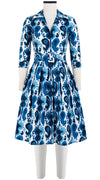 Audrey Dress #1 Shirt Collar 3/4 Sleeve Cotton Stretch (Ikat Java)