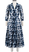 Audrey Dress #4 Shirt Collar 3/4 Sleeve Midi Length Cotton Musola (Ikat Java)