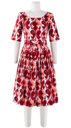 Florance Dress #2 Boat Neck 1/2 Sleeve Long Length Cotton Stretch (Ikat Java)