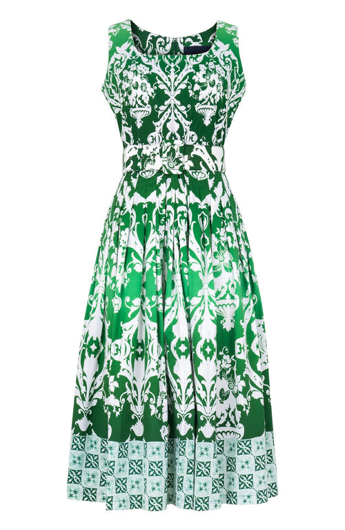 Florance Dress U Neck Sleeveless Midi Length Cotton Stretch (Impero Ombre)