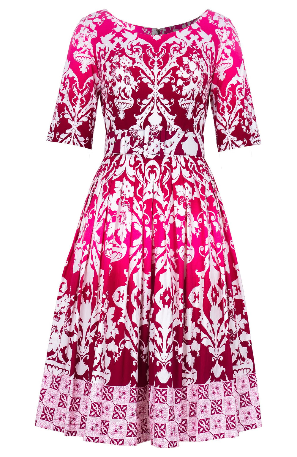 Florance Dress Boat Neck 1/2 Sleeve Long Length Cotton Stretch (Impero Ombre)