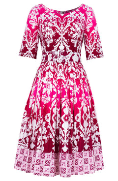 Florance Dress Boat Neck 1/2 Sleeve Long Length Cotton Stretch (Impero Ombre)