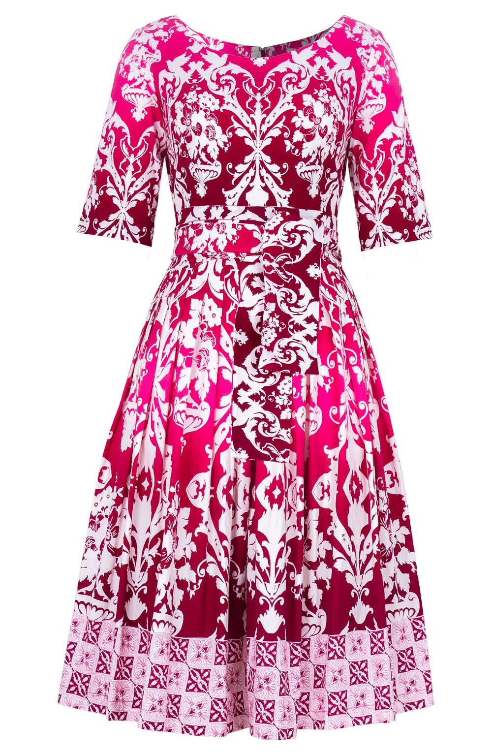 Florance Dress Boat Neck 1/2 Sleeve Long Length Cotton Stretch (Impero Ombre)