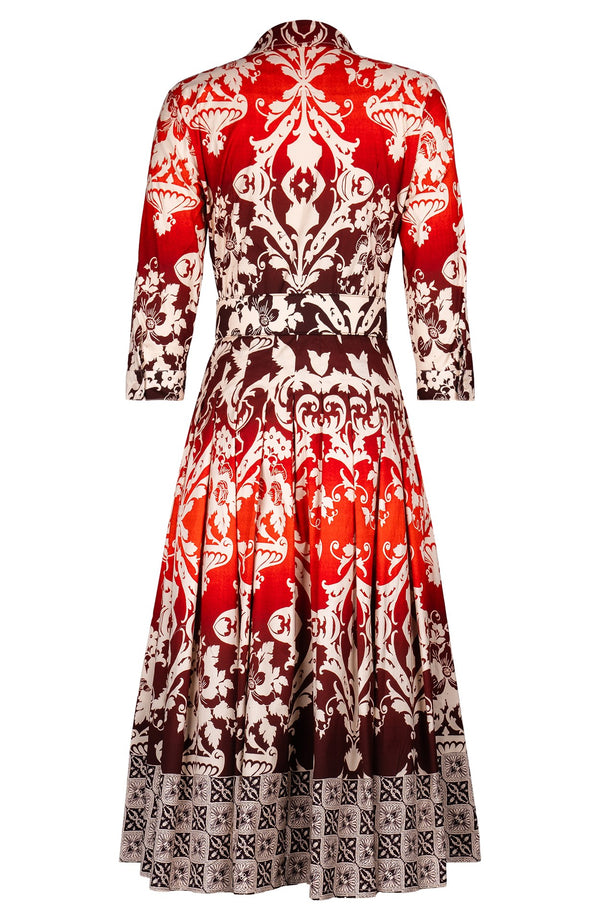 Audrey Dress #2 Shirt Collar 3/4 Sleeve Midi Length Cotton Stretch (Impero Ombre)