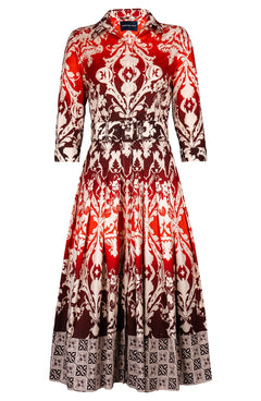 Audrey Dress #2 Shirt Collar 3/4 Sleeve Midi Length Cotton Stretch (Impero Ombre)