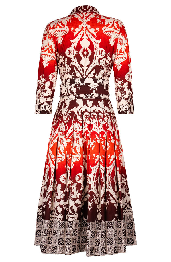 Audrey Dress #2 Shirt Collar 3/4 Sleeve Midi Length Cotton Stretch (Impero Ombre)