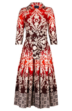 Audrey Dress #2 Shirt Collar 3/4 Sleeve Midi Length Cotton Stretch (Impero Ombre)