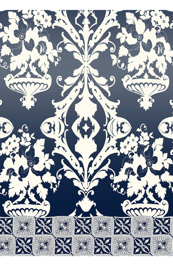 Eden Dress Crew Neck 3/4 Sleeve Maxi Length Cotton Musola (Impero Ombre)