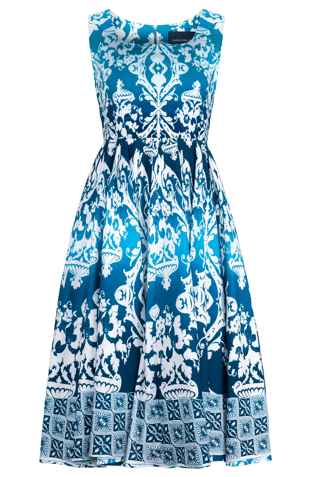 Abelia Dress U Neck Sleeveless Midi Length Cotton Stretch (Impero Ombre)