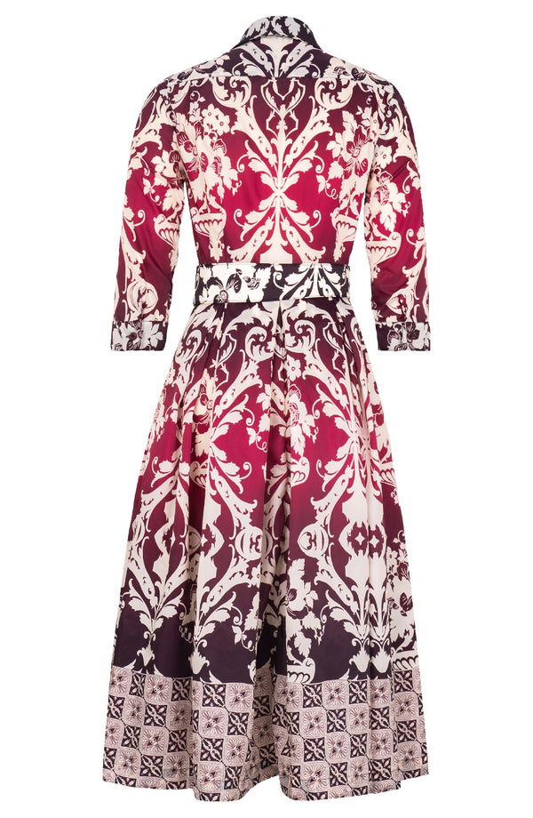 Audrey Dress #7 Shirt Collar 3/4 Sleeve Midi Length Poliamide Taffta (Impero Ombre)