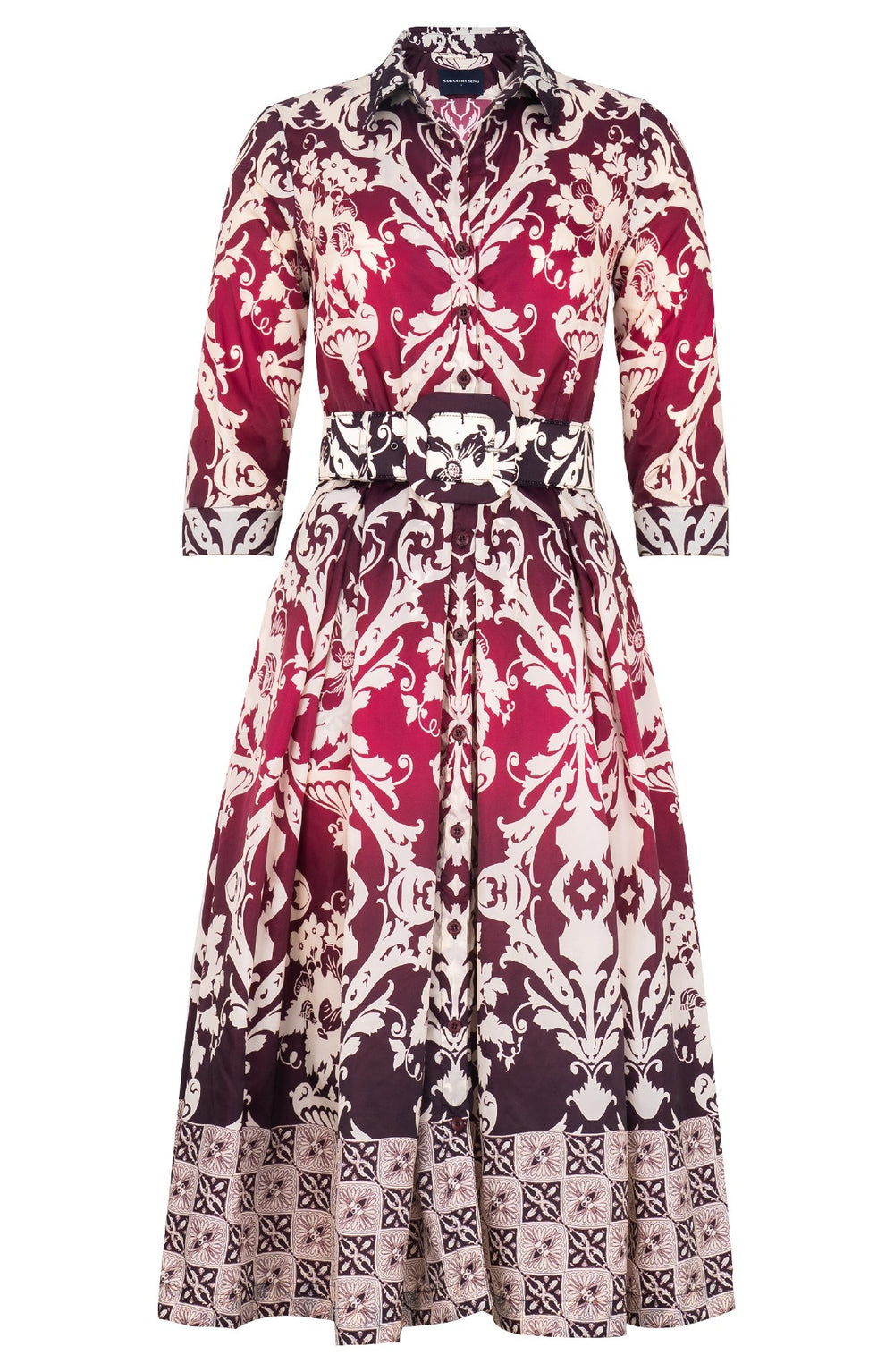 Audrey Dress #7 Shirt Collar 3/4 Sleeve Midi Length Poliamide Taffta (Impero Ombre)