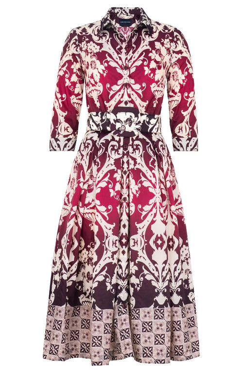 Audrey Dress #7 Shirt Collar 3/4 Sleeve Midi Length Poliamide Taffta (Impero Ombre)