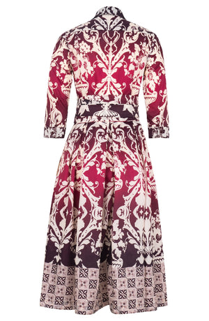 Audrey Dress #7 Shirt Collar 3/4 Sleeve Midi Length Poliamide Taffta (Impero Ombre)